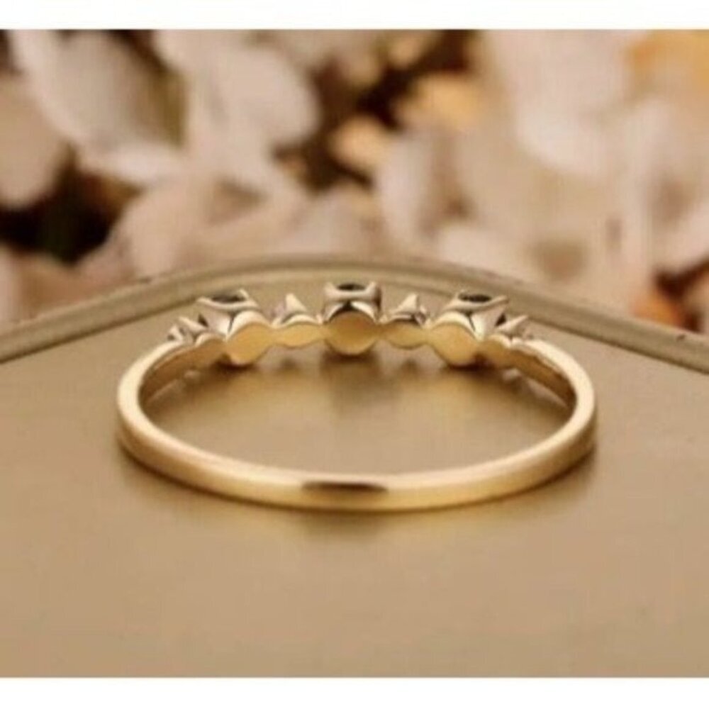 14k Gold Plated Blue Diamond Ring - Picture 2 of 8